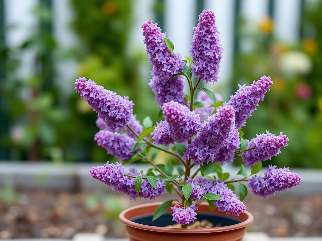 Puiet de Liliac mov la ghiveci